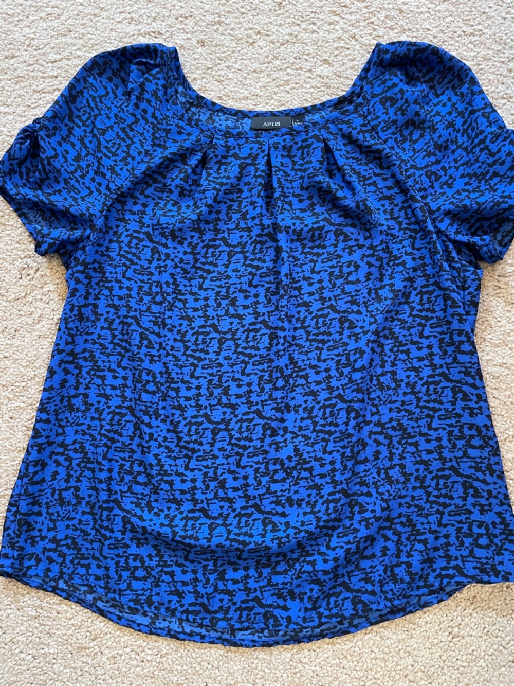 Blue & black print dressy blouse